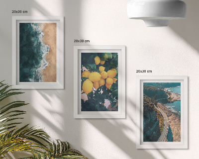 Trittico incorniciato spiaggia sul mare limoni paesaggio montano strada costiera