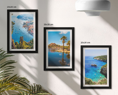 Trittico incorniciato Panorami marini con palme e acqua azzurra