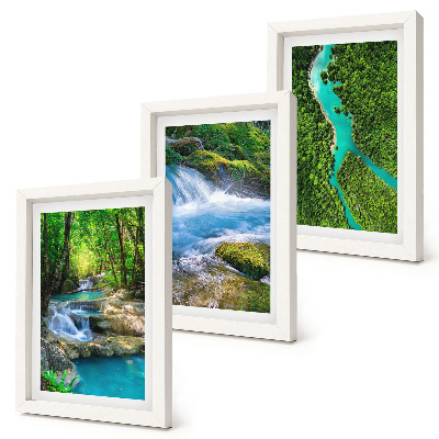 Trittico incorniciato Foreste verdi e acque cristalline dei fiumi
