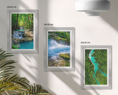 Trittico incorniciato Foreste verdi e acque cristalline dei fiumi