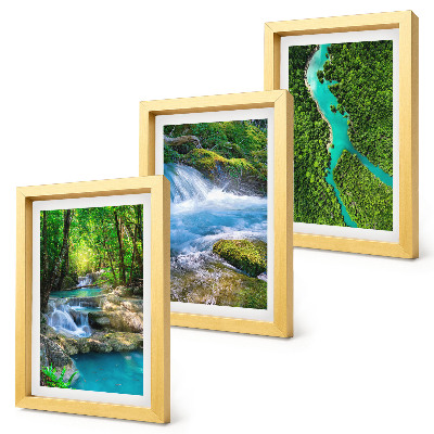 Trittico incorniciato Foreste verdi e acque cristalline dei fiumi