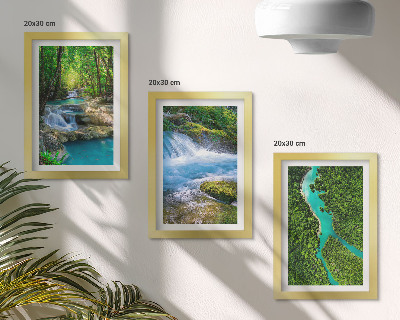 Trittico incorniciato Foreste verdi e acque cristalline dei fiumi