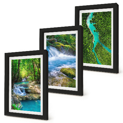 Trittico incorniciato Foreste verdi e acque cristalline dei fiumi