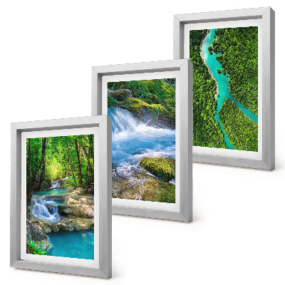Trittico incorniciato Foreste verdi e acque cristalline dei fiumi