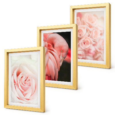 Trittico incorniciato Rosa pastello e fenicottero in delicate sfumature