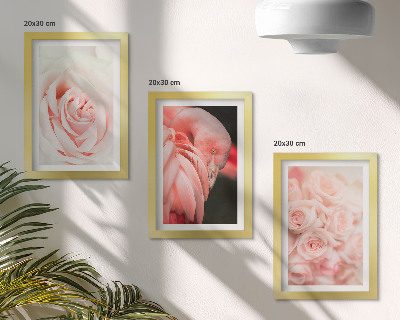 Trittico incorniciato Rosa pastello e fenicottero in delicate sfumature