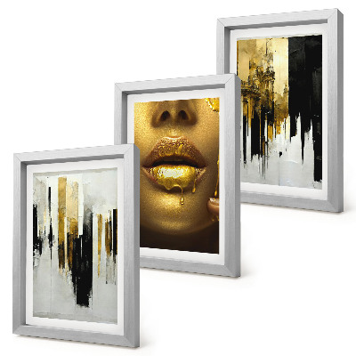Trittico incorniciato Pittura astratta e ritratto di donna