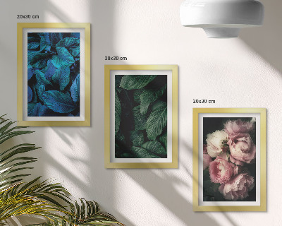 Trittico incorniciato Foglie e fiori di diversi colori
