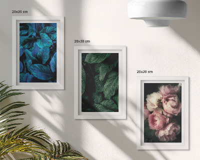 Trittico incorniciato Foglie e fiori di diversi colori