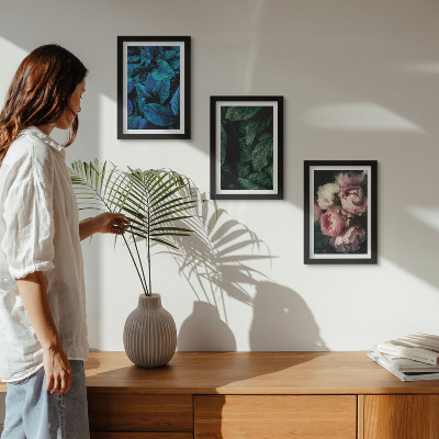 Trittico incorniciato Foglie e fiori di diversi colori