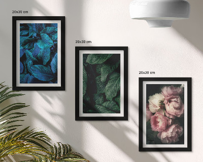 Trittico incorniciato Foglie e fiori di diversi colori