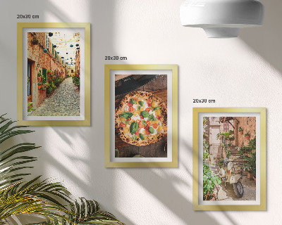 Trittico incorniciato Strade affascinanti con piante e pizza italiana
