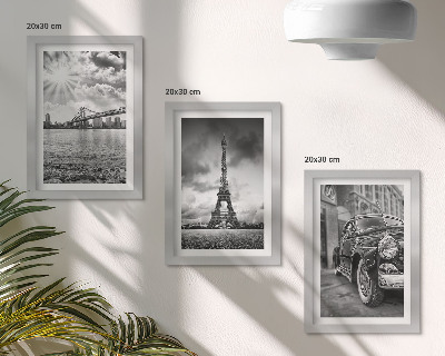 Trittico incorniciato Panorami della città, ponti, Torre Eiffel, auto d'epoca