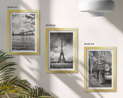 Trittico incorniciato Panorami della città, ponti, Torre Eiffel, auto d'epoca