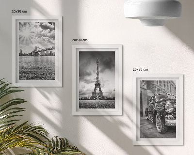 Trittico incorniciato Panorami della città, ponti, Torre Eiffel, auto d'epoca