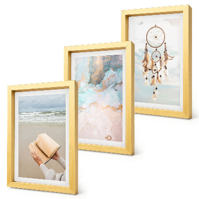 Composizione di 3 quadri Libro astratto con tema marino e acchiappasogni boho