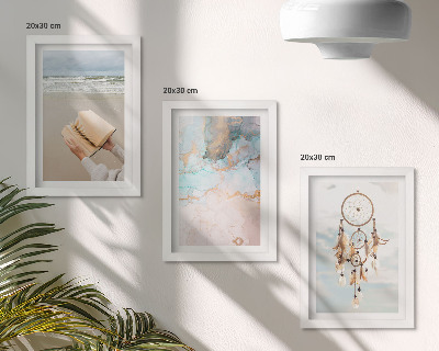 Composizione di 3 quadri Libro astratto con tema marino e acchiappasogni boho