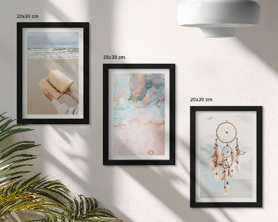 Composizione di 3 quadri Libro astratto con tema marino e acchiappasogni boho