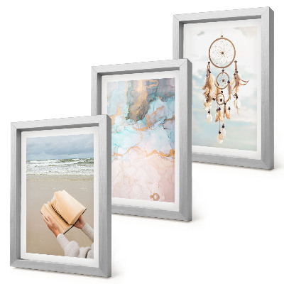 Composizione di 3 quadri Libro astratto con tema marino e acchiappasogni boho