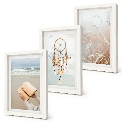 Trittico incorniciato paesaggi tranquilli con delicate vedute estive in stile bohémien