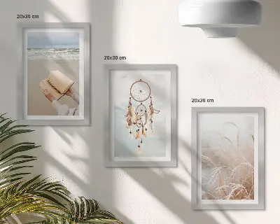 Trittico incorniciato paesaggi tranquilli con delicate vedute estive in stile bohémien