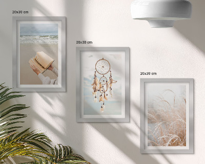 Trittico incorniciato Paesaggi tranquilli, delicate vedute estive, stile bohémien