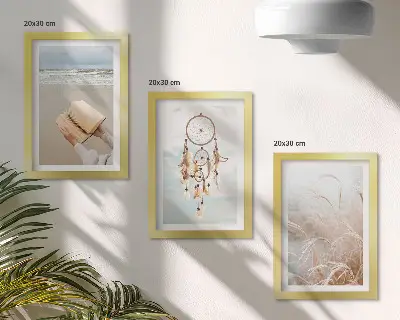 Trittico incorniciato paesaggi tranquilli con delicate vedute estive in stile bohémien