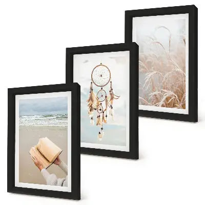 Trittico incorniciato paesaggi tranquilli con delicate vedute estive in stile bohémien