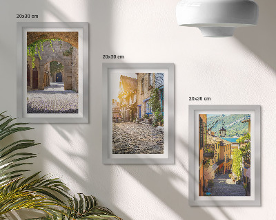 Composizione di 3 quadri Strade affascinanti con edifici e porte in pietra