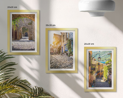Composizione di 3 quadri Strade affascinanti con edifici e porte in pietra