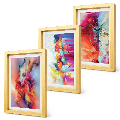 Composizione di 3 quadri Astrazioni colorate con forme e figure dinamiche