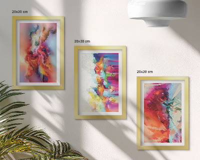 Composizione di 3 quadri Astrazioni colorate con forme e figure dinamiche