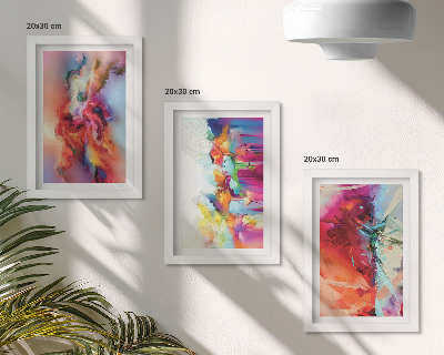 Composizione di 3 quadri Astrazioni colorate con forme e figure dinamiche