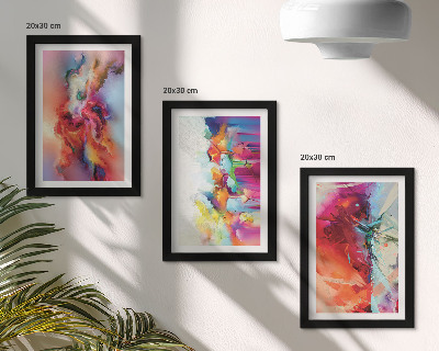 Composizione di 3 quadri Astrazioni colorate con forme e figure dinamiche