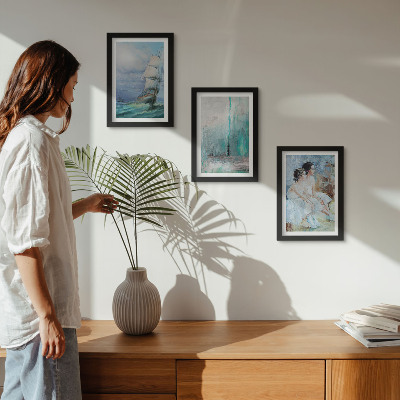 Trittico incorniciato Nave in mare, ritratto astratto di ballerini