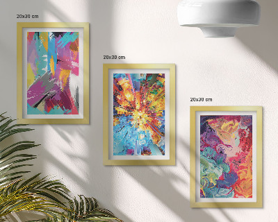Composizione di 3 quadri Astrazioni pittoriche colorate con motivi dinamici