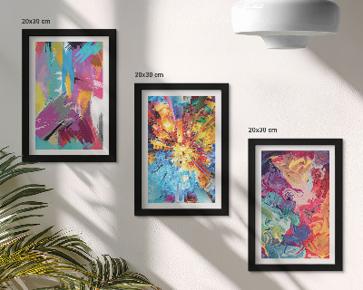 Composizione di 3 quadri Astrazioni pittoriche colorate con motivi dinamici