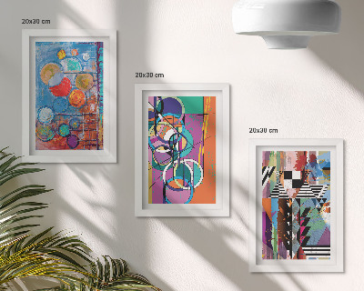 Trittico incorniciato Astrazioni colorate con cerchi e motivi geometrici