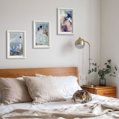 Composizione di 3 quadri Faro astratto dipinto con ballerine