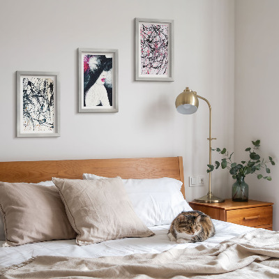 Trittico incorniciato Motivi astratti di pittura, donna con cappello