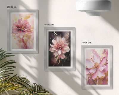 Trittico incorniciato Composizioni floreali nei toni del rosa e del bianco