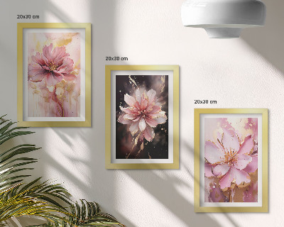 Trittico incorniciato Composizioni floreali nei toni del rosa e del bianco