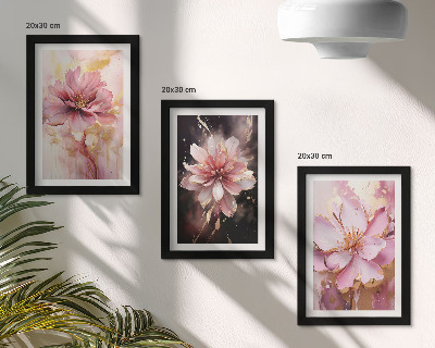 Trittico incorniciato Composizioni floreali nei toni del rosa e del bianco