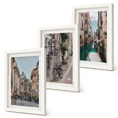Trittico di quadri le strade di Venezia con architettura e canali