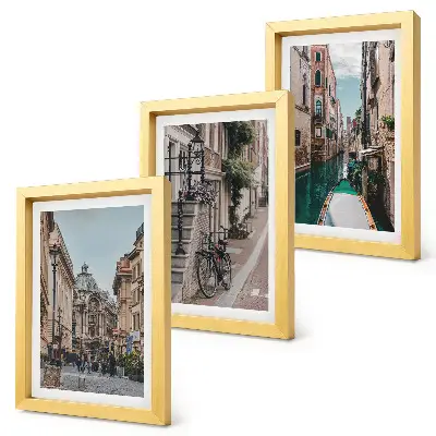 Trittico di quadri le strade di Venezia con architettura e canali