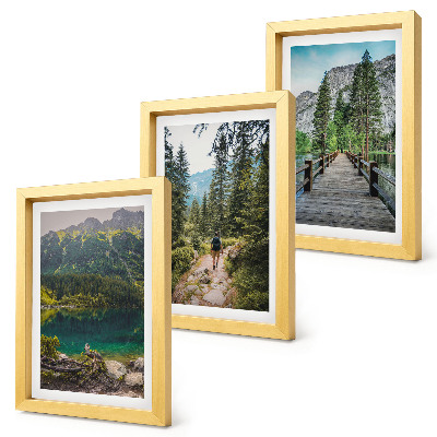 Composizione di 3 quadri Montagne, laghi, foreste e sentieri nella natura
