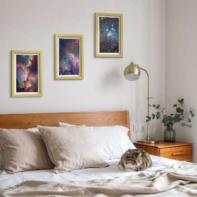 Composizione di 3 quadri Paesaggi spaziali con stelle e nebulose
