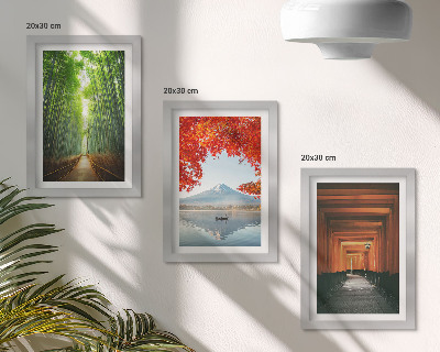 Composizione di 3 quadri Foresta di bambù, Monte Fuji, sentiero torii, paesaggi del Giappone