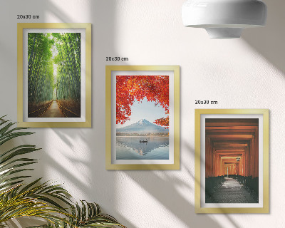 Composizione di 3 quadri Foresta di bambù, Monte Fuji, sentiero torii, paesaggi del Giappone