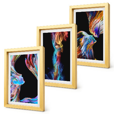 Trittico incorniciato Astrazioni colorate con volti e forme dinamiche